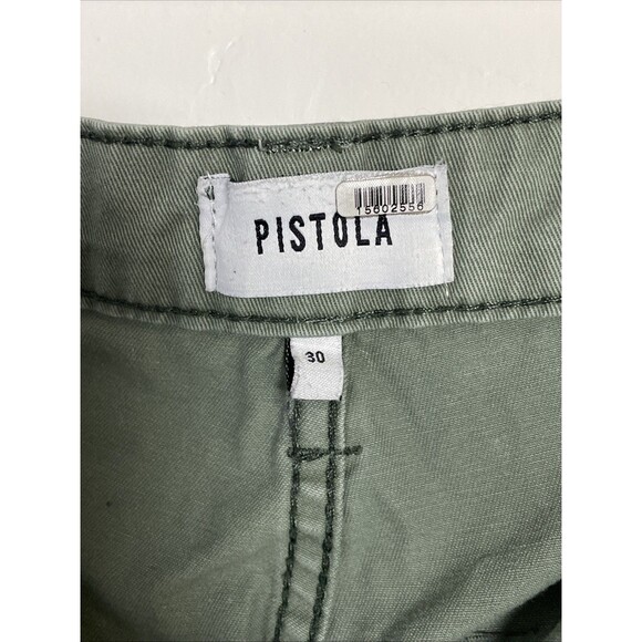 $128 PISTOLA Pants Tammy High Rise Ankle Button Hem Colonel Green Size 30 - Picture 4 of 12